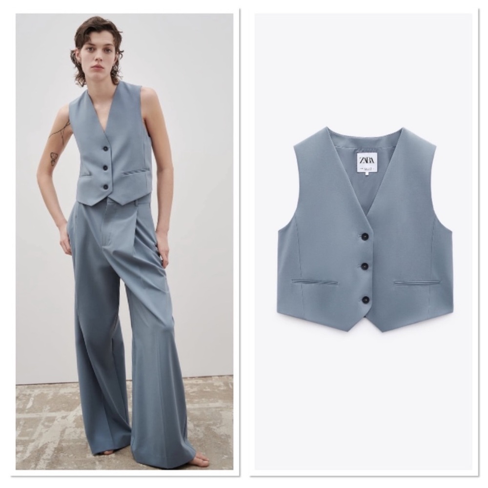 Zara V-Neck Blue Vest